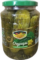 Огурцы с зеленью в заливке